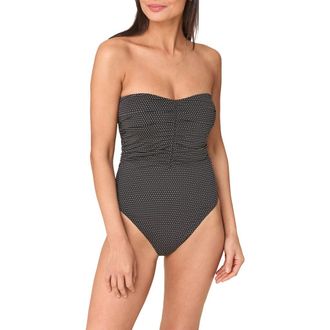 Andie Swim The Pana Strapless One-Piece Swimsuit in Black Dot at Nordstrom, Size X-Large