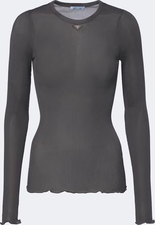Prada Ribbed-knit silk top