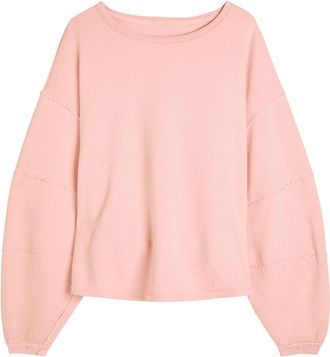 Free People Total Eclipse Ribbed Cotton T-shirt - Peach - L (UK16-UK18 / L)