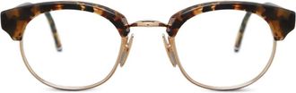 Thom Browne Occhiali tondi con effetto tartarugato - Marrone