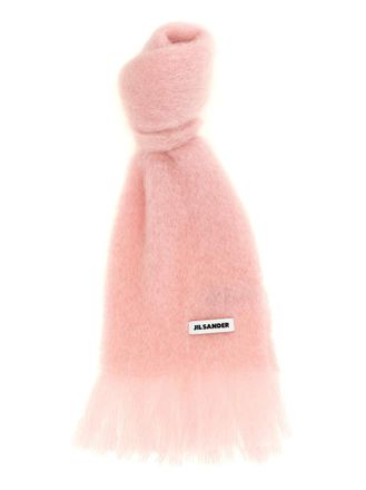 Jil Sander Light Pink Logo Solid Scarf
