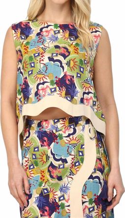 Fate Womens Ric Rac Trim Printed Sleeveless Top In Purple Green