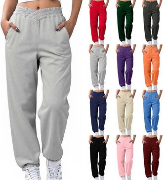Generic Sweatpants Womens Plus Size Tracksuit Bottoms Joggers Pants with Pockets Sports Trousers Baggy Cross-Over Elastic Waist Trouser Casual Tapered Leg Swe