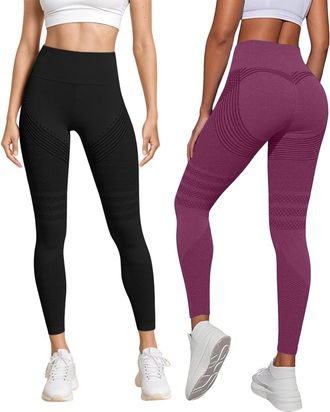 Generic 2 PCS Anti Cellulite Leggings for Women UK Cellumove 3D Compression Leggings Tummy Control High Waist Push Up Yoga Trousers Opaque Figure Sculpting Bo