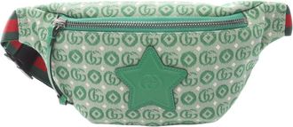 Gucci Green White Canvas Leather Fanny Pack (Pre-Owned)