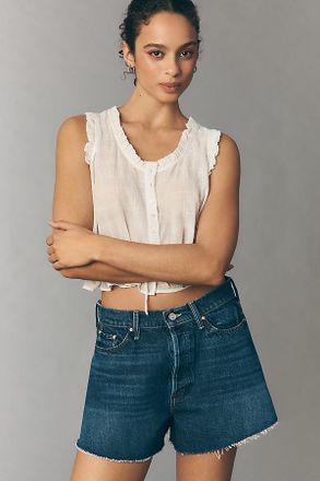 Mother Flutter Frayed Denim Shorts