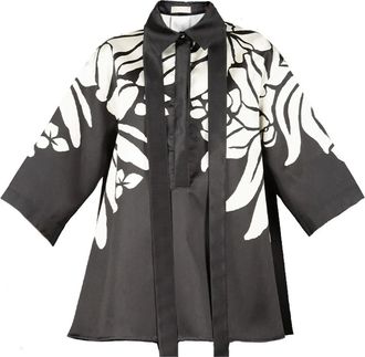 Elie Saab Blusa a fiori - Nero