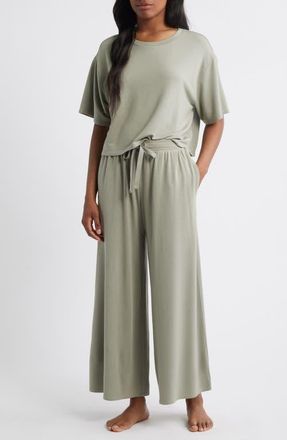 Open Edit Comfy Jersey Pajamas in Green Sage at Nordstrom, Size X-Small