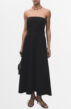 Mango Strapless A-Line Dress in Black at Nordstrom, Size 6