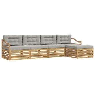 vidaXL Conjunto De Sof&aacute;s De Exterior 5 Pcs Blanco Y Gris Claro Vidaxl