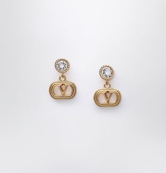 Valentino Garavani Gold Ovalette Earrings With Swarovski Crystals