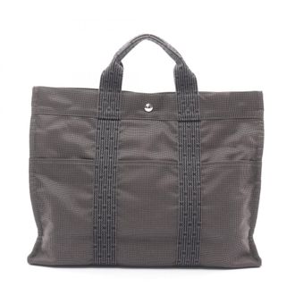 Herm&egrave;s Gray Nylon Canvas Handbag Tote Bag (Pre-Owned)