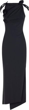 Coperni Asymmetrical Midi Dress With Rosette Detail