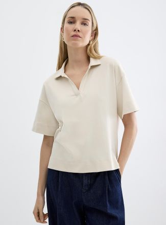 Contemporaine Womens Pima cotton Johnny collar boxy T-shirt