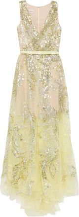 Saiid Kobeisy Abito lungo con ricamo - Giallo