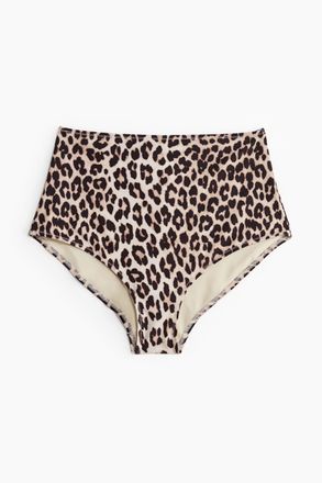 H&M Bikinihose High Waist - Hellbeige/Leopardenprint