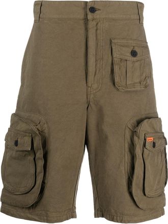 Heron Preston logo-patch cargo shorts - men - Linen/Flax/Cotton/Cotton - M - Green
