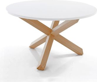 Oresteluchetta Oresteluchetta - Mesa Redonda Efecto Madera Lacada En Blanco Cm. Alto 75 X &Oslash; 120