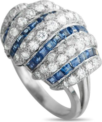 Luxury Bazaar Platinum 0.84ct Diamond and Sapphire Ring MF16-011626