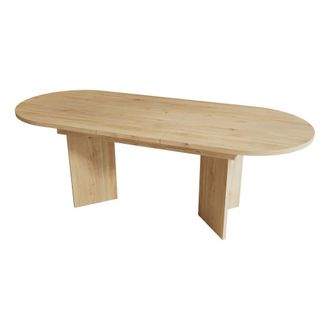 Urban Meuble Mesa de comedor extensible ovalada efecto roble para 4-6 pers