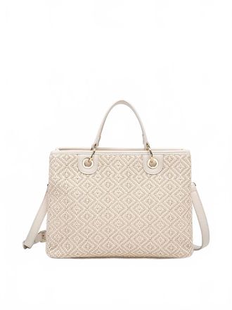 Jen & Co. Womens Nancy Woven Diamond Tote Bag In Off White