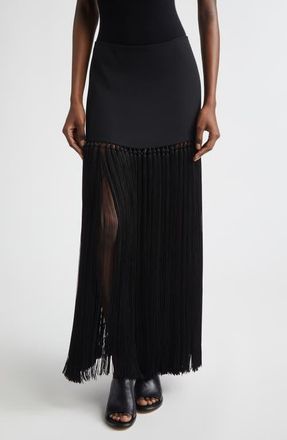 Michael Kors Tassel Wool Gabardine Miniskirt in Black at Nordstrom, Size 10