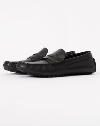 Boss Orange by Hugo Boss Mens Leather Driving Moccasins in Black - Size UK 10
