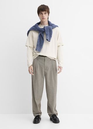 Djab Mens Houndstooth pleated pant Tapered fit