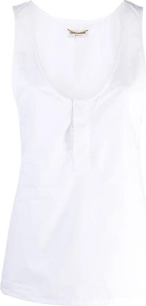 Saint Laurent Henley Tanktop - Dames - Tops zonder mouwen - Wit - S - Katoen - Tops