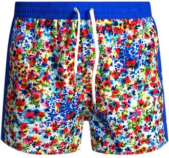 Dsquared2 Mens Floral Design Blue Swim Shorts - Size Medium