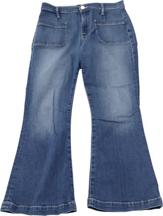 Frame Denim Frame Le Bardot Flared Jeans in Blue Cotton Denim