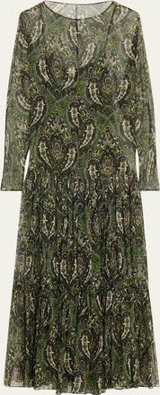 Saint Laurent Sheer Paisley Print Gown with Slip Underpinning