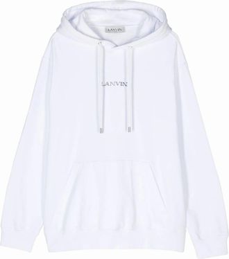 Lanvin Mens Lanvin Paris Loose Fit Logo Hoodie in White - Size: 36
