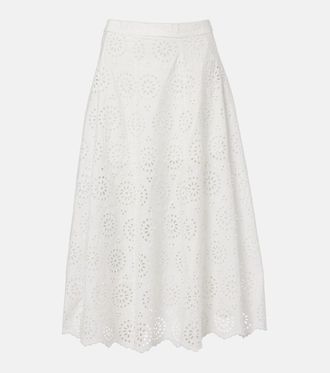 Frame Denim The Deco broderie anglaise cotton midi skirt