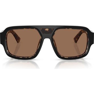 Dolce & Gabbana 55mm Square Sunglasses in Black Red Havana /Dark Brown at Nordstrom