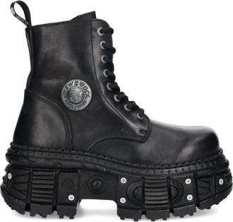 New Rock 100mm lace-up boots - unisex - Calf Leather/Rubber/Calf Leather - 38 - Black