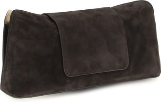 Versace Womens Suede Pouch Vivian Mocha Gold Calf Leather Shoulder Bags