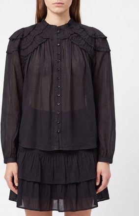 Isabel Marant Camicia Christa in chiffon con rouches e maniche a palloncino