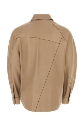Loewe Mens Dove Grey Leather Shirt Brown Exterior: Lamb Camicie