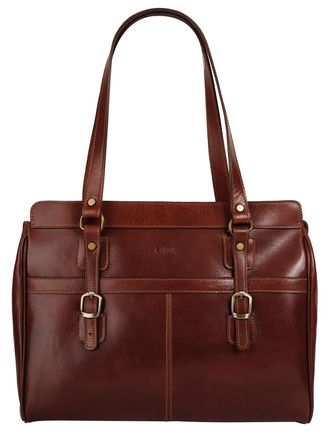 Pik&eacute; Shopper PIK&Eacute;, Damen, Gr. B/H/T: 40cm x 30cm x 12cm onesize, braun, Leder, gl&auml;nzend, Taschen Shopper, echt Leder, Made in Italy