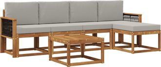 vidaXL Conjunto De Sof&aacute;s De Exterior 6 Uds. Natural Y Gris Claro Vidaxl