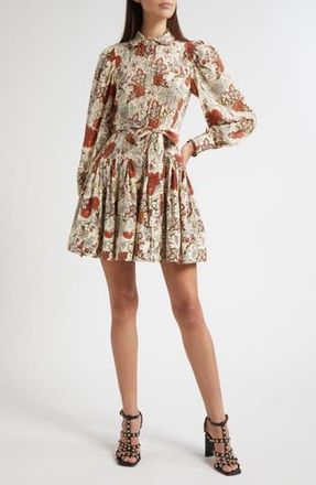 Ulla Johnson Simona Floral Print Long Sleeve Silk Minidress in Wintergarden at Nordstrom Rack, Size 4
