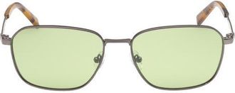 Abercrombie & Fitch 56mm Round Sunglasses in Shiny Dark Nickeltin /Green at Nordstrom
