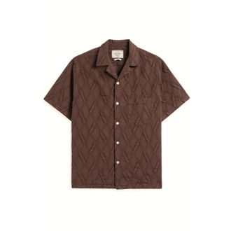 Portuguese Flannel Camicia Ike - Heren - Korte mouwen Overhemden - Bruin - XL - Katoen - Overhemden