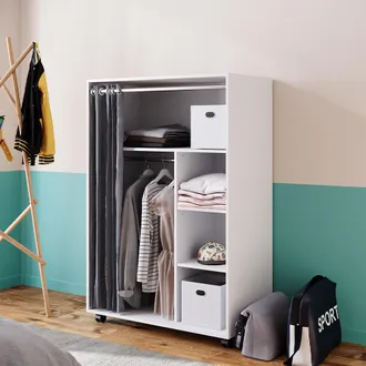Vicco Armario De Ropa Doros, Blanco, 100 X 146.6 Cm Con Rodillos