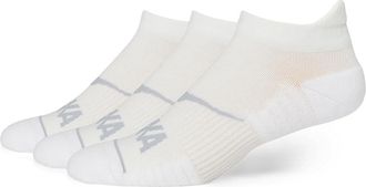 Hoka One One No-Show Run Socks 3-Pack Quarter Length Socks Shoes White/White/White : LG (Mens Shoe 8-12 - Womens 10-13), Cotton/Nylon/Polyester