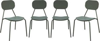 Sweeek Set of 4 aluminium garden chairs khaki green 57x51x84 cm - Avelia