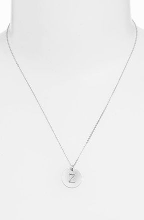 Nashelle Sterling Silver Initial Disc Necklace in Sterling Silver Z at Nordstrom