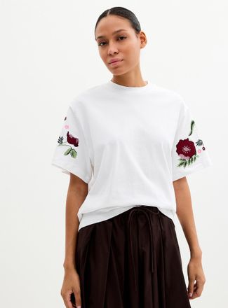 Contemporaine Womens Embroidered sleeves loose T-shirt