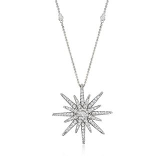Ross-Simons Diamond Starburst Necklace in Sterling Silver